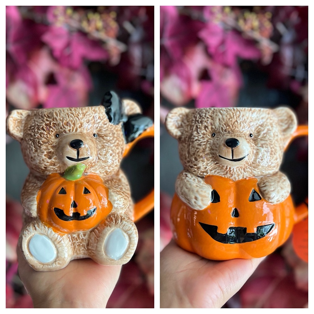✨NEW🎃Halloween Teddy Bear Pumpkin Mug SET🧸